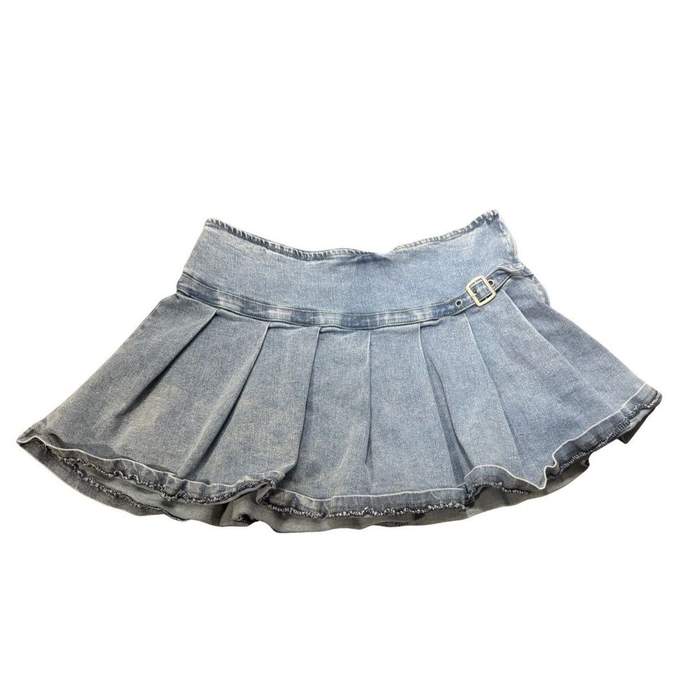 Vintage Y2K Indie Sleaze McBling Preppy Coquette Pleated Micro Mini Skort Size L